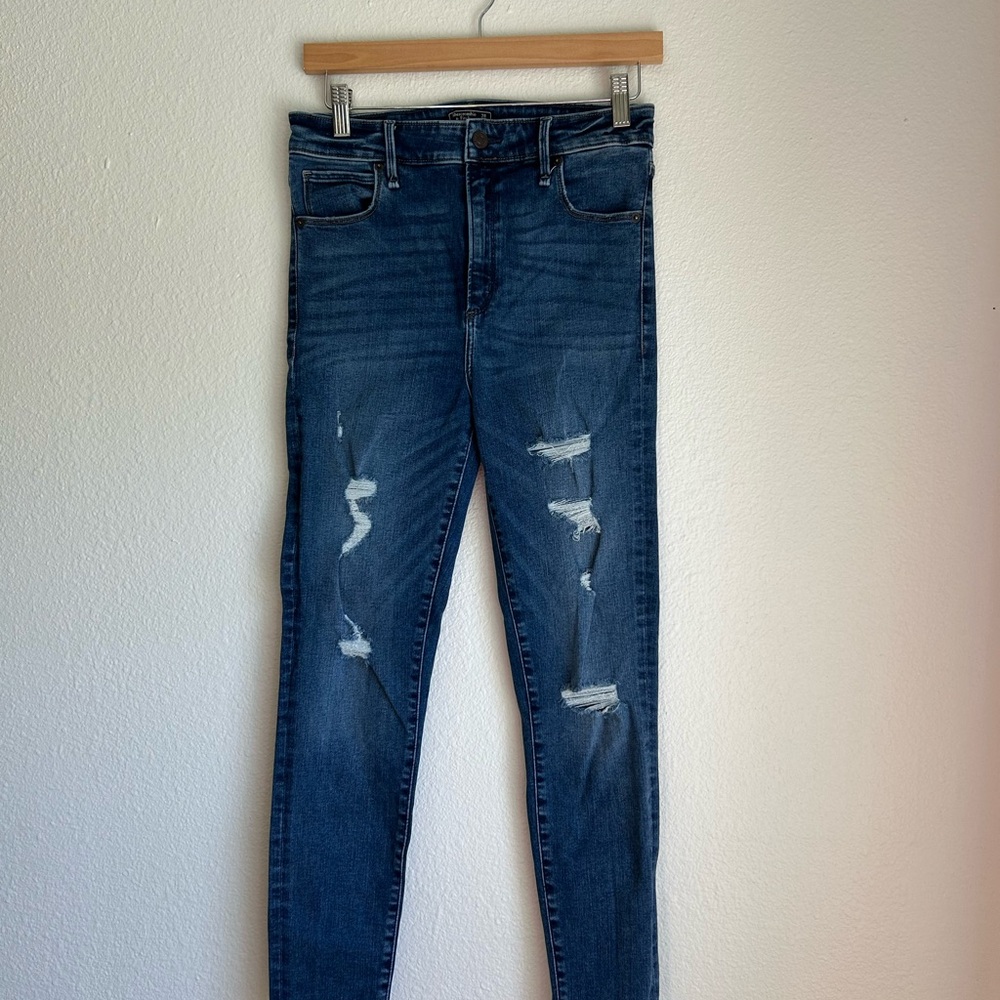 Abercrombie & Fitch Dark Blue Distressed Skinny Jeans